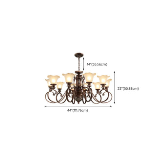 Classic Bronze Bell Matte White Glass Chandelier Zawala Image - 27