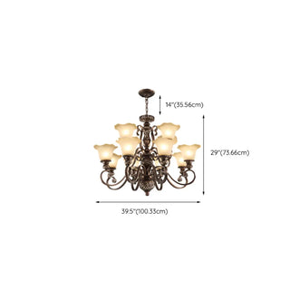 Classic Bronze Bell Matte White Glass Chandelier Zawala Image - 28
