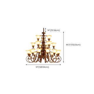 Classic Bronze Bell Matte White Glass Chandelier Zawala Image - 29