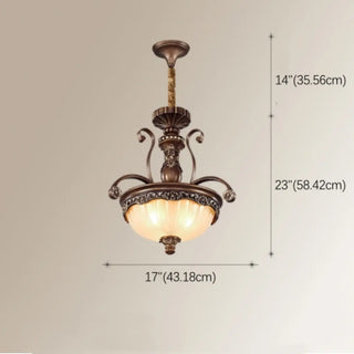 Classic Bronze Bell Matte White Glass Chandelier Zawala Image - 30
