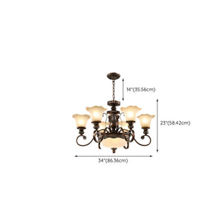 Classic Bronze Bell Matte White Glass Chandelier Zawala Image - 31