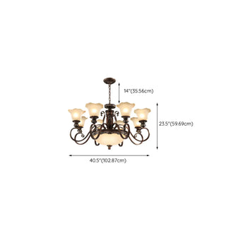 Classic Bronze Bell Matte White Glass Chandelier Zawala Image - 32