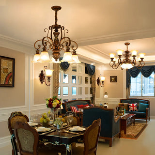 Classic Bronze Bell Matte White Glass Chandelier Zawala Image - 4