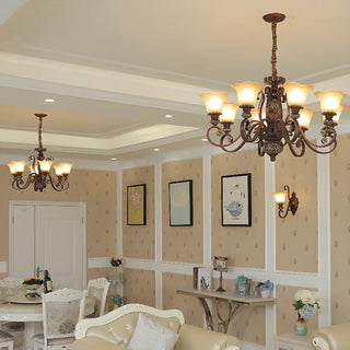 Classic Bronze Bell Matte White Glass Chandelier Zawala Image - 5