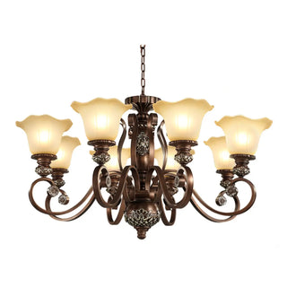 Classic Bronze Bell Matte White Glass Chandelier Zawala Image - 6