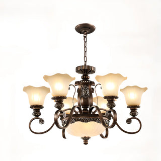Classic Bronze Bell Matte White Glass Chandelier Zawala Image - 7