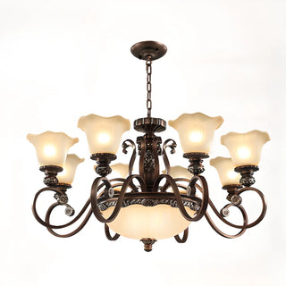 Classic Bronze Bell Matte White Glass Chandelier Zawala Image - 8