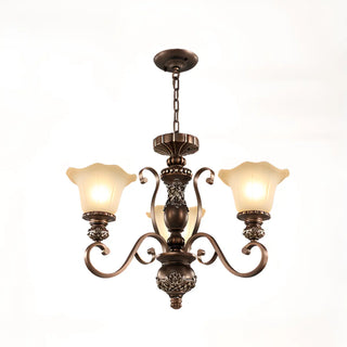 Classic Bronze Bell Matte White Glass Chandelier Zawala Image - 9
