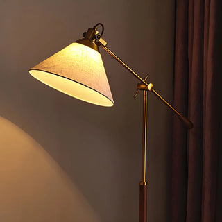 Adjustable Fabric Cone Vintage Metal LED Floor Lamp Zawala Image - 11