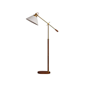 Adjustable Fabric Cone Vintage Metal LED Floor Lamp Zawala Image - 15