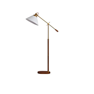 Adjustable Fabric Cone Vintage Metal LED Floor Lamp Zawala Image - 16