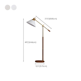 Adjustable Fabric Cone Vintage Metal LED Floor Lamp Zawala #size