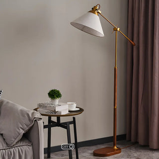 Adjustable Fabric Cone Vintage Metal LED Floor Lamp Zawala Image - 4