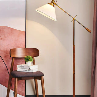 Adjustable Fabric Cone Vintage Metal LED Floor Lamp Zawala Image - 5