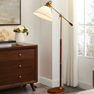 Adjustable Fabric Cone Vintage Metal LED Floor Lamp Zawala Image - 7