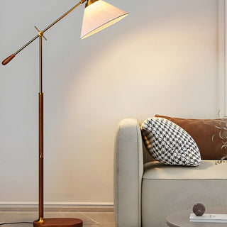 Adjustable Fabric Cone Vintage Metal LED Floor Lamp Zawala Image - 8