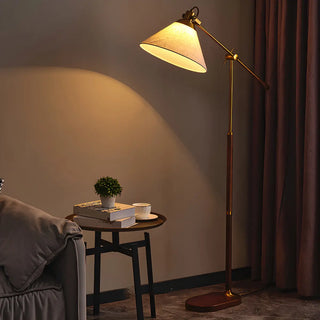 Adjustable Fabric Cone Vintage Metal LED Floor Lamp Zawala Image - 9