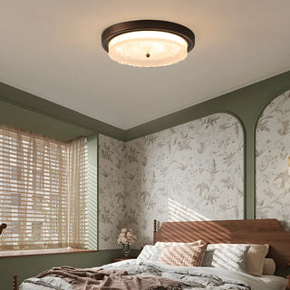 Vintage Round Glass Bedroom Flush Mount Light Brown 18.5" Zawala Image - 1