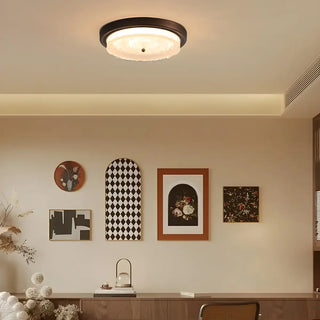 Vintage Round Glass Bedroom Flush Mount Light Brown 18.5" Zawala Image - 2