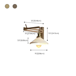 ZOWALA - Vintage Swing Arm Adjustable Ceramic Walnut Wall Light #size