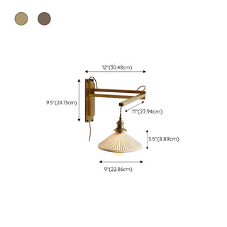 ZOWALA - Vintage Swing Arm Adjustable Ceramic Walnut Wall Light Image - 12