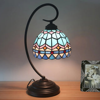 Tiffany Classic Gooseneck Dome Stained Glass Desk Lamp Zawala Image - 1
