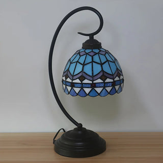 Tiffany Classic Gooseneck Dome Stained Glass Desk Lamp Zawala Image - 3