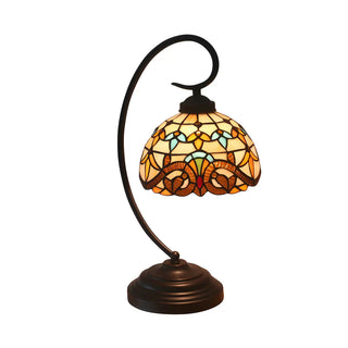 Tiffany Classic Gooseneck Dome Stained Glass Desk Lamp Zawala Image - 7