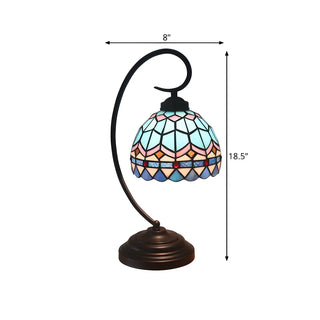 Tiffany Classic Gooseneck Dome Stained Glass Desk Lamp Zawala #size