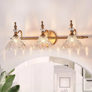 ZOWALA - Vintage Flower-Shape Carved Glass Black Vanity Light Image - 13