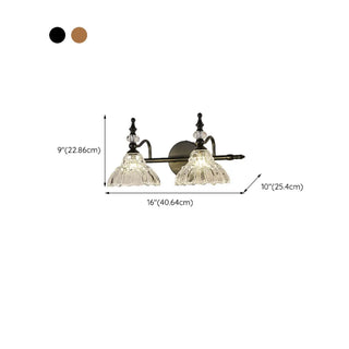 ZOWALA - Vintage Flower-Shape Carved Glass Black Vanity Light Image - 19