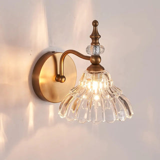 ZOWALA - Vintage Flower-Shape Carved Glass Black Vanity Light Image - 9
