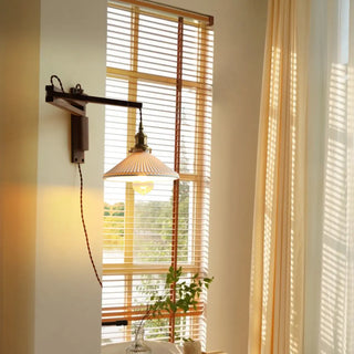 Bedside Ceramic Cone Wood Swing Arm Wall Sconce Zawala Image - 4