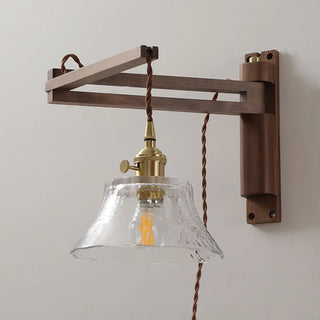 Bedside Ceramic Cone Wood Swing Arm Wall Sconce Zawala Image - 5