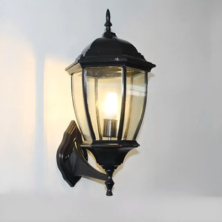 Vintage Clear Glass Panels Outdoor Wall Lantern Light Zawala Image - 3