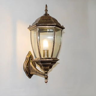 Vintage Clear Glass Panels Outdoor Wall Lantern Light Zawala Image - 4