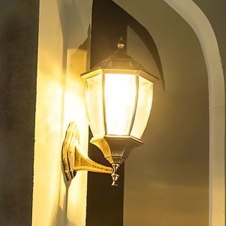 Vintage Clear Glass Panels Outdoor Wall Lantern Light Zawala Image - 5