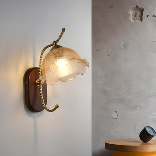 Unique Curved Arm Walnut Dome Metal Wall Sconce Zawala Image - 1