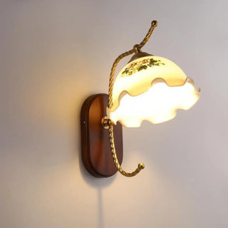Unique Curved Arm Walnut Dome Metal Wall Sconce Zawala Image - 10