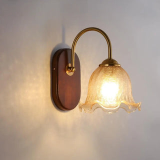 Unique Curved Arm Walnut Dome Metal Wall Sconce Zawala Image - 12