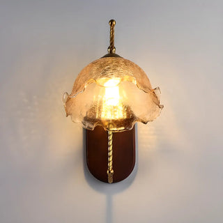 Unique Curved Arm Walnut Dome Metal Wall Sconce Zawala Image - 13