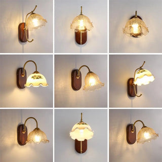 Unique Curved Arm Walnut Dome Metal Wall Sconce Zawala Image - 15