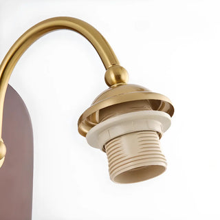 Unique Curved Arm Walnut Dome Metal Wall Sconce Zawala Image - 16