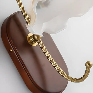 Unique Curved Arm Walnut Dome Metal Wall Sconce Zawala Image - 18