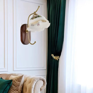 Unique Curved Arm Walnut Dome Metal Wall Sconce Zawala Image - 2