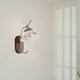 Unique Curved Arm Walnut Dome Metal Wall Sconce Zawala Image - 3