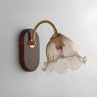 Unique Curved Arm Walnut Dome Metal Wall Sconce Zawala Image - 4