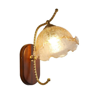 Unique Curved Arm Walnut Dome Metal Wall Sconce Zawala Image - 5