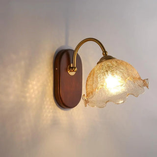 Unique Curved Arm Walnut Dome Metal Wall Sconce Zawala Image - 6