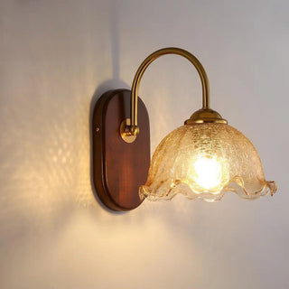 Unique Curved Arm Walnut Dome Metal Wall Sconce Zawala Image - 7